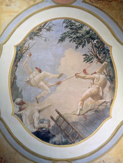 Pulcinella on a Swing by Giovanni Domenico Tiepolo